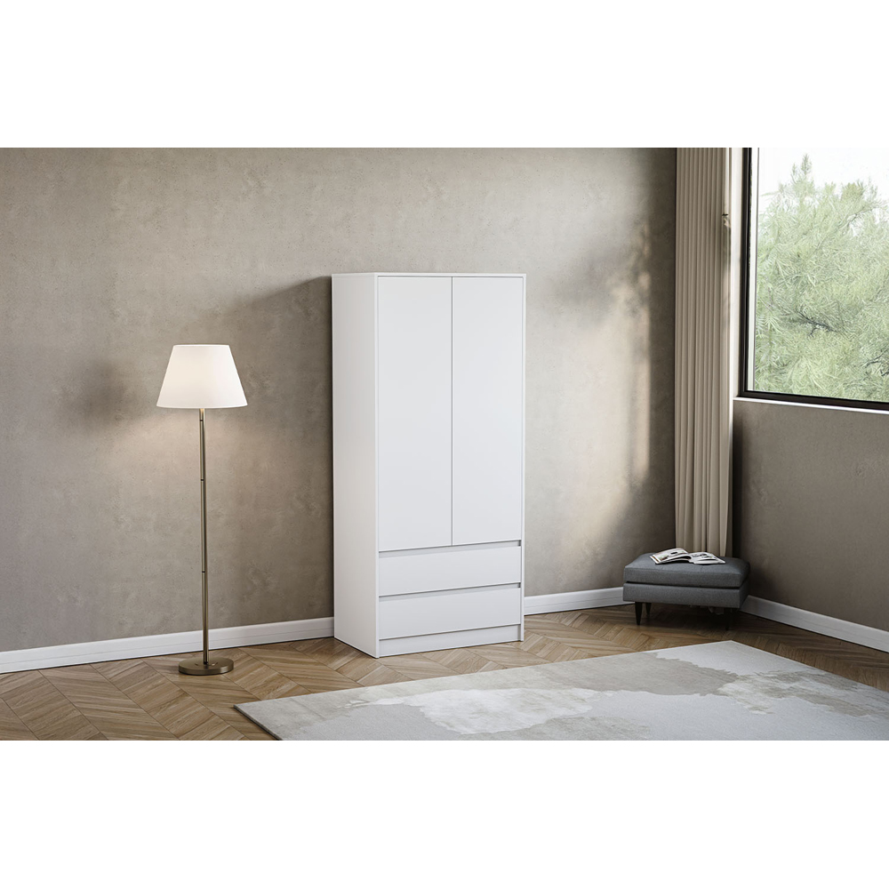 VIDA DESIGNS Denver 2 Door 2 Drawer White Wardrobe Image 5