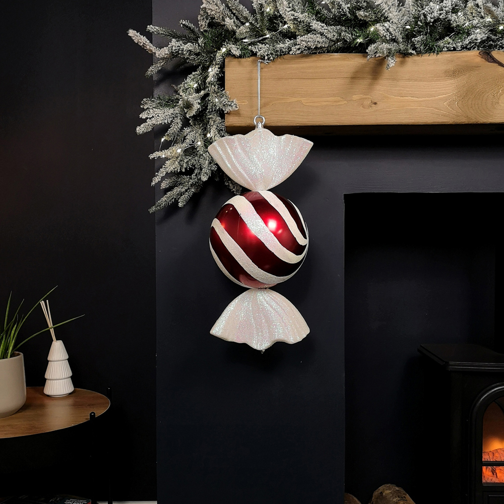 Samuel Alexander Red and White Stripe Hanging Christmas Candy Bauble 50cm Image 7