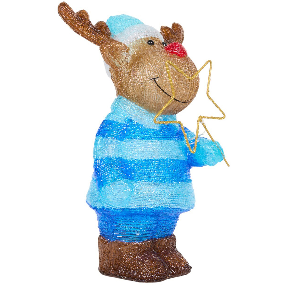 Acrylic Reindeer with Jumper LightBlue Image 3