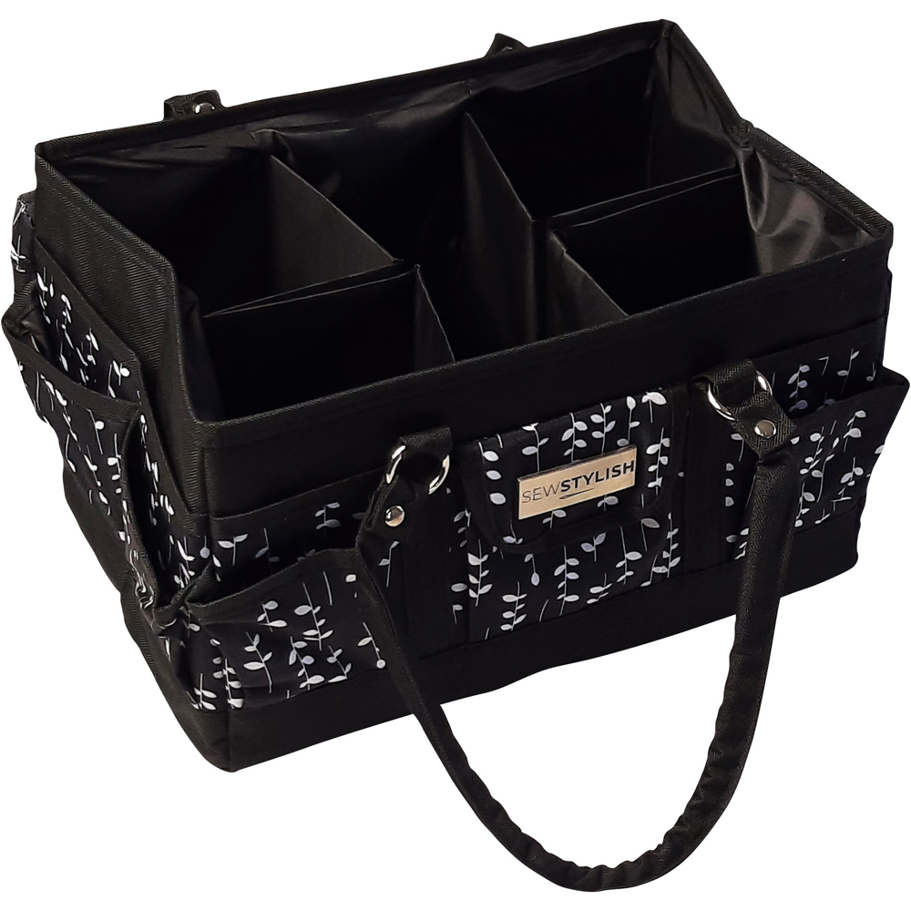 Sewing Online PT900-BLK-SPRIG Black Sprig Deluxe Tote Organiser 30 x 20 x 18cm Image 3