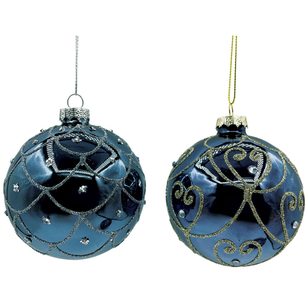 Midnight Fantasy Shiny Blue Glittered Bauble Image