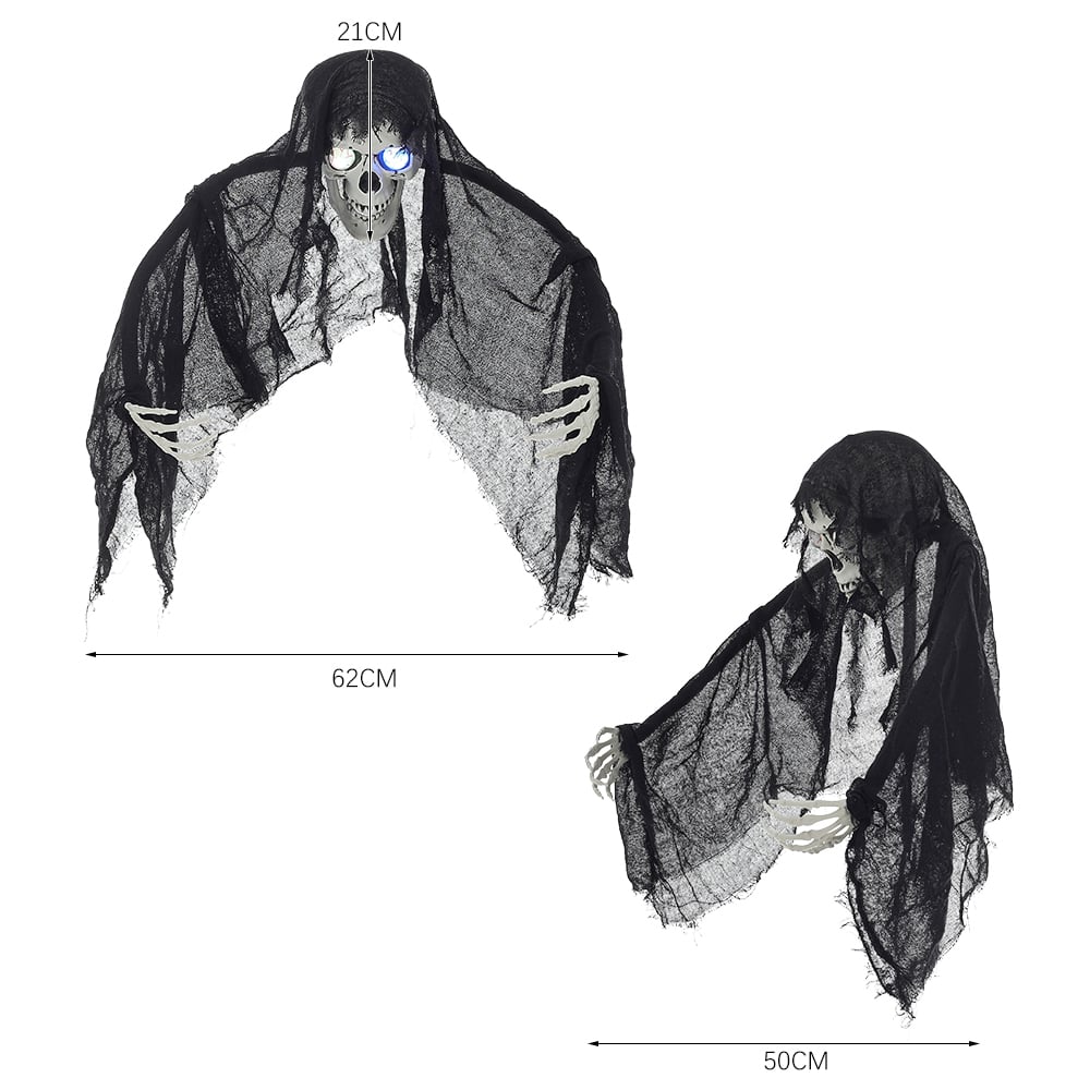 Living and Home Halloween Hanging Skull Ghost with Light Up Eyes 62cm Image 9