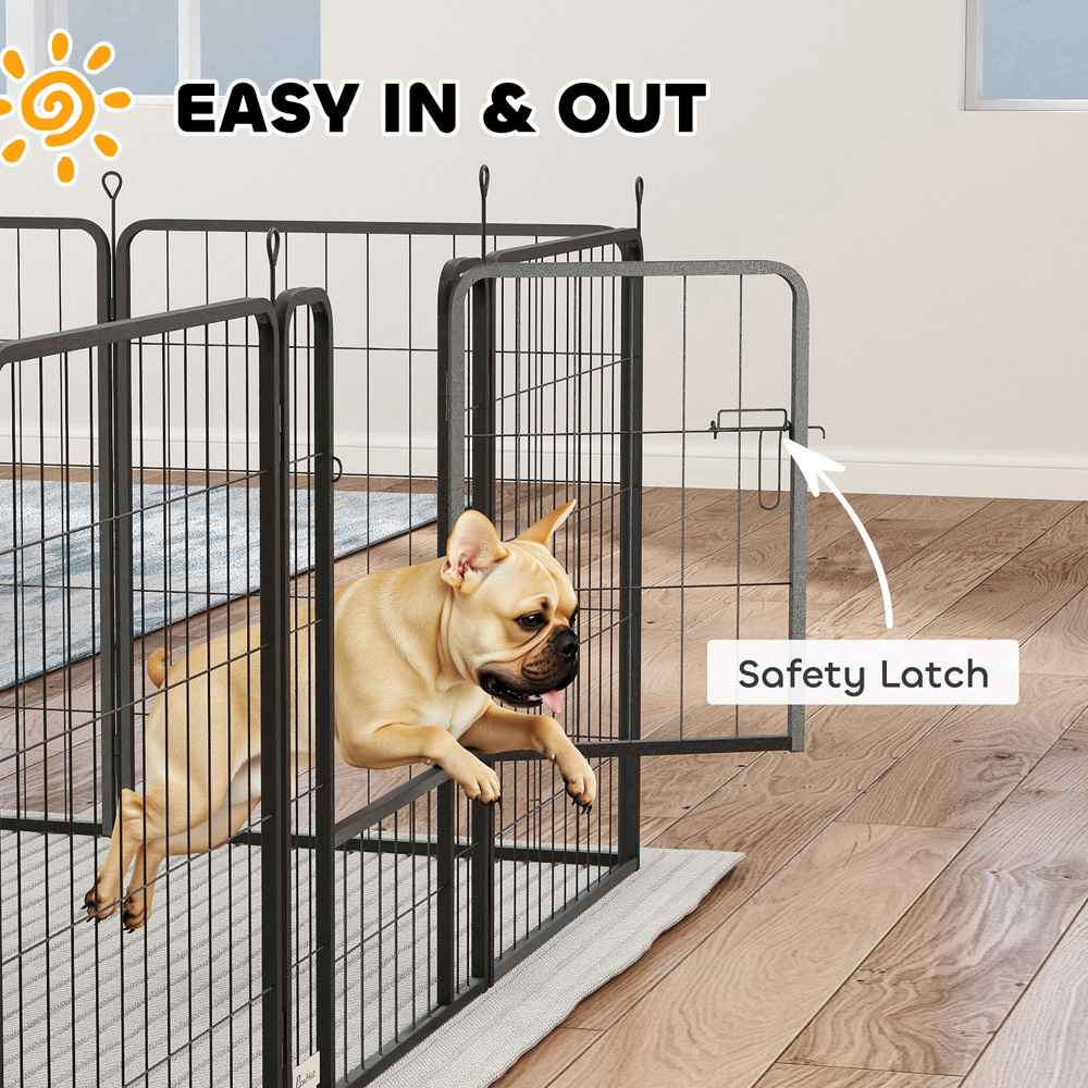 PawHut 12 Panel Black Medium Dog Pen Puppy Pen Image 5