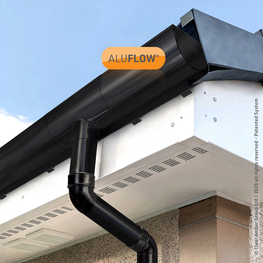 Aluflow Black Gutter Deep Right Hand Stop End Image 2