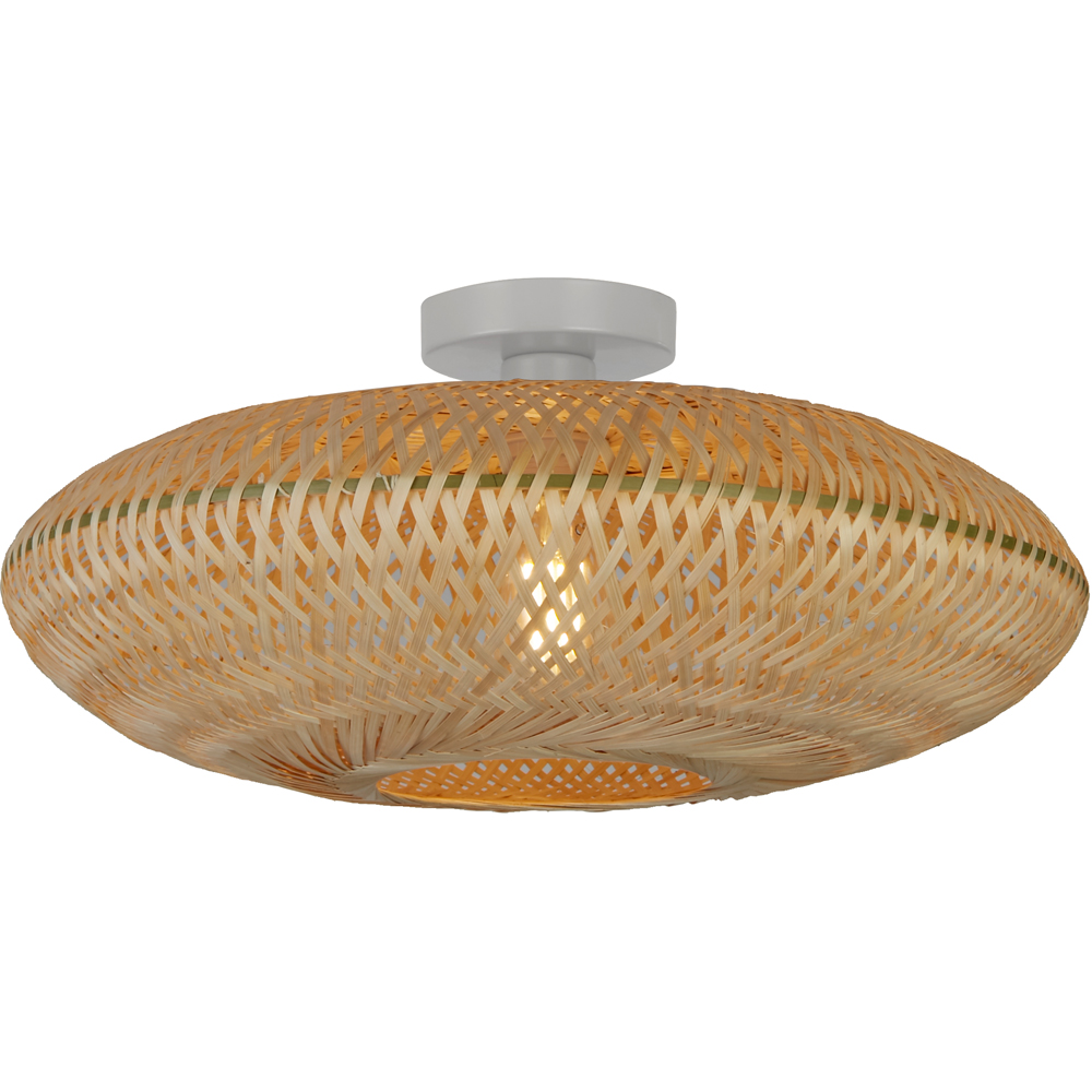 Lighting Collection Tusk Natural Bamboo Ceiling Flush Ceiling Light Image 3