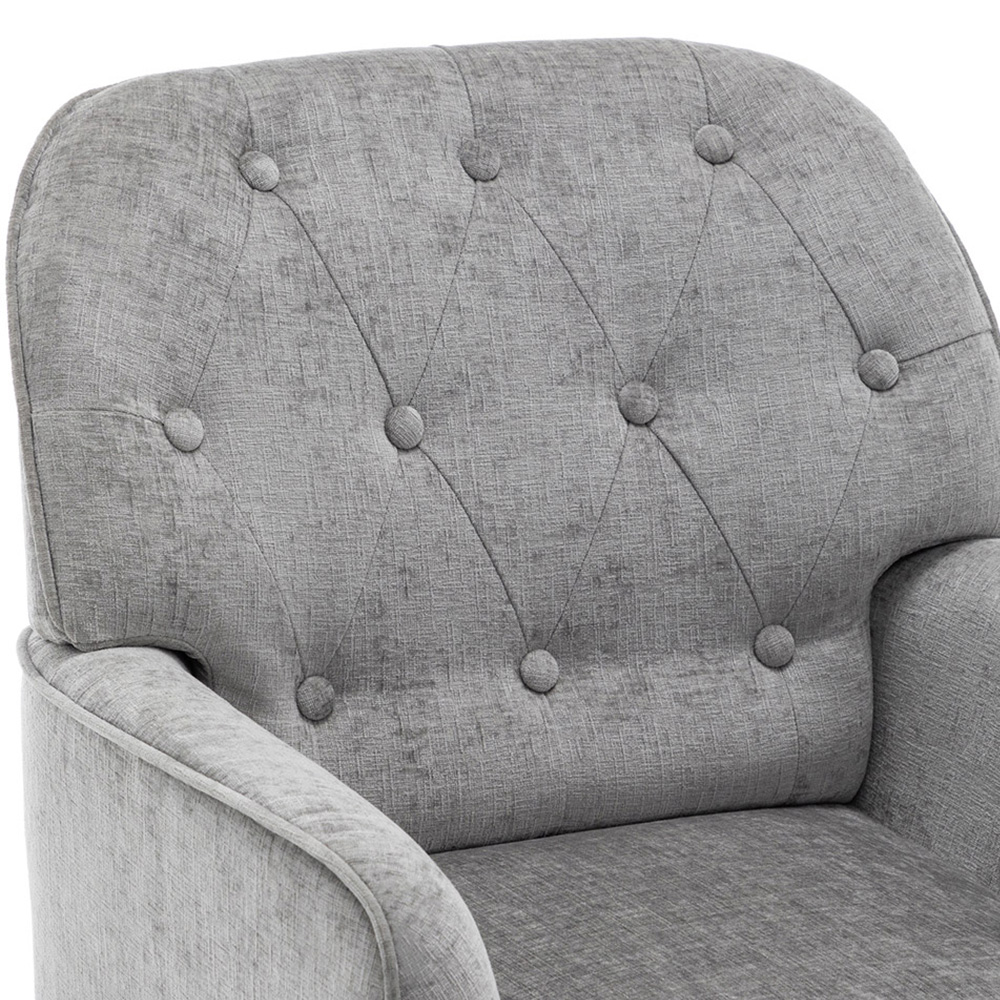 Living and Home Grey Chenille Upholstered Leisure Chair with Armrests Image 3
