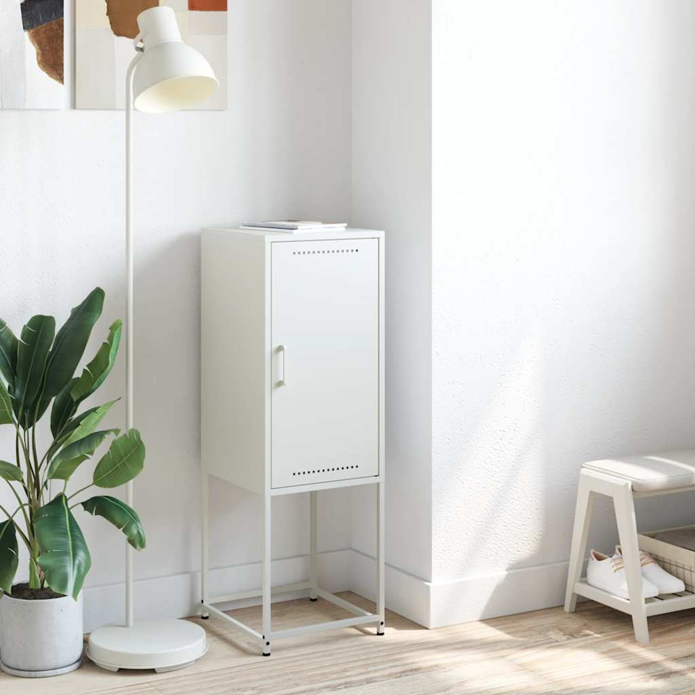vidaXL Single Door White Steel Highboard Image 9