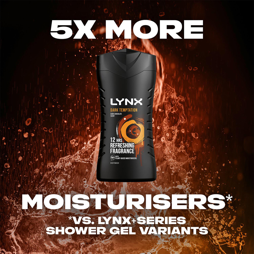 Lynx Dark Temptation Dark Chocolate Refreshing Shower Gel 225ml 6 Pack Image 4