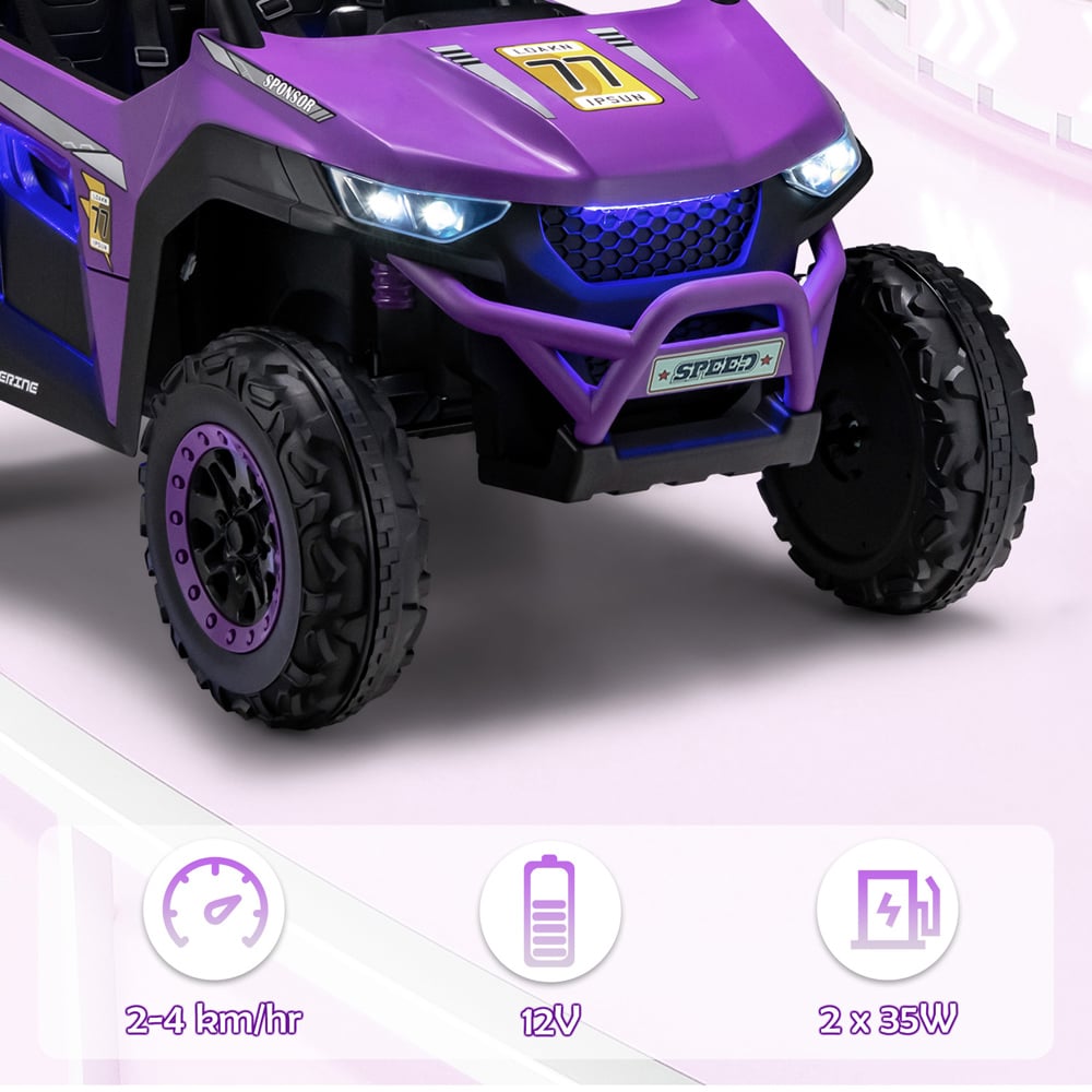 Costway Purple 2 Seater Battery Powered Electric Kids Ride on UTV Car Image 4