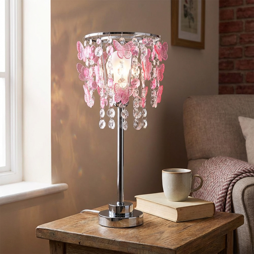 Pink Butterfly Table Lamp Pink Image 6