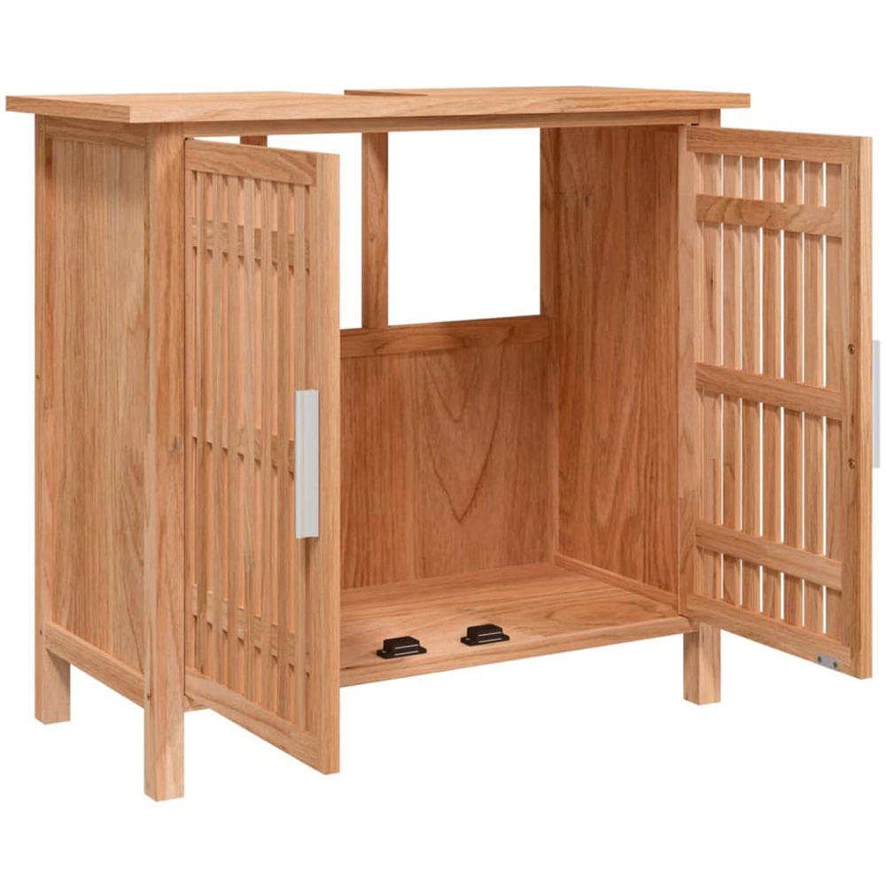 vidaXL 2 Door Solid Wood Walnut Bathroom Sink Cabinet Image 4