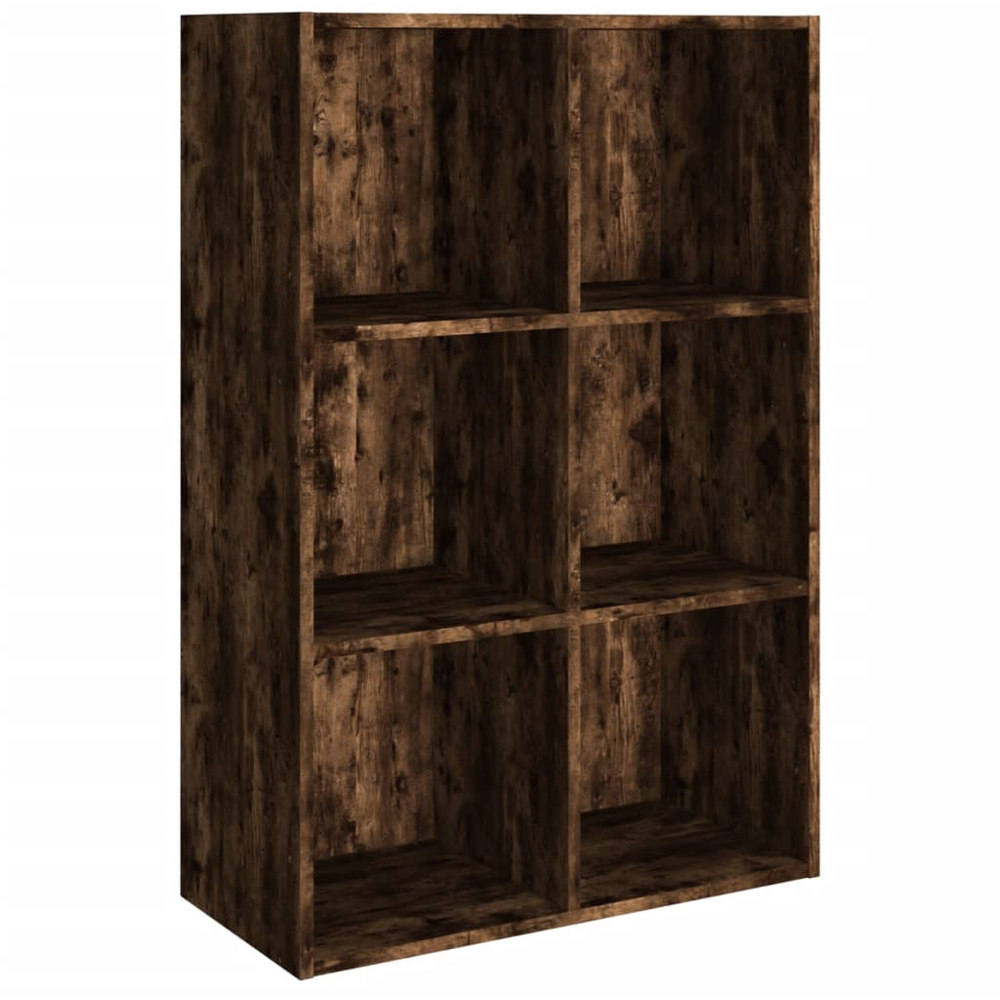 vidaXL 6 Shelf Smoked Oak Bookcase Image 2