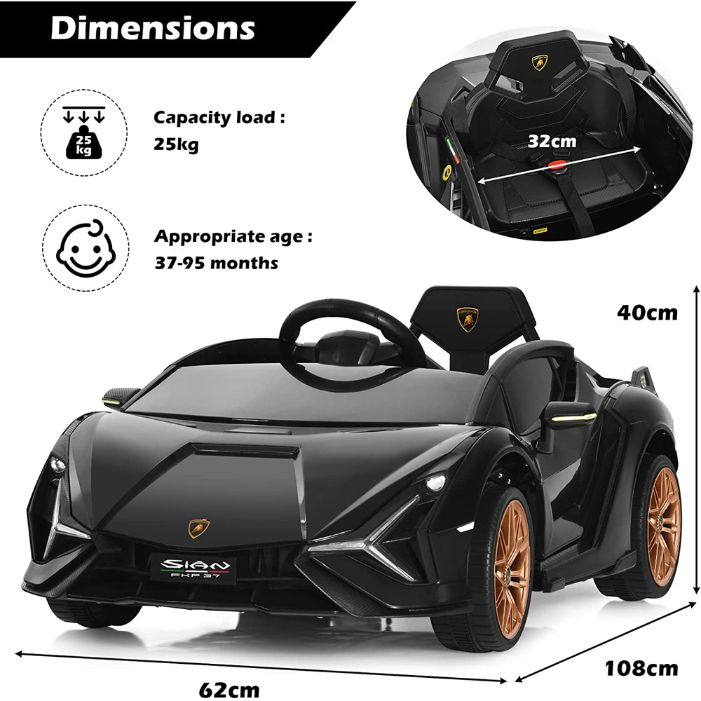 Costway Kids Black Electric Ride On Car with Remote Control 12V Image 8