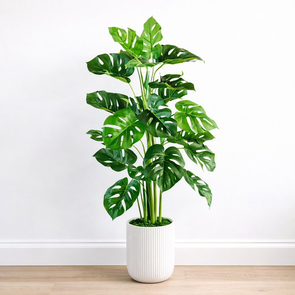 Leaf Monstera Cheese Artificial Plant Pot 100cm Image 3