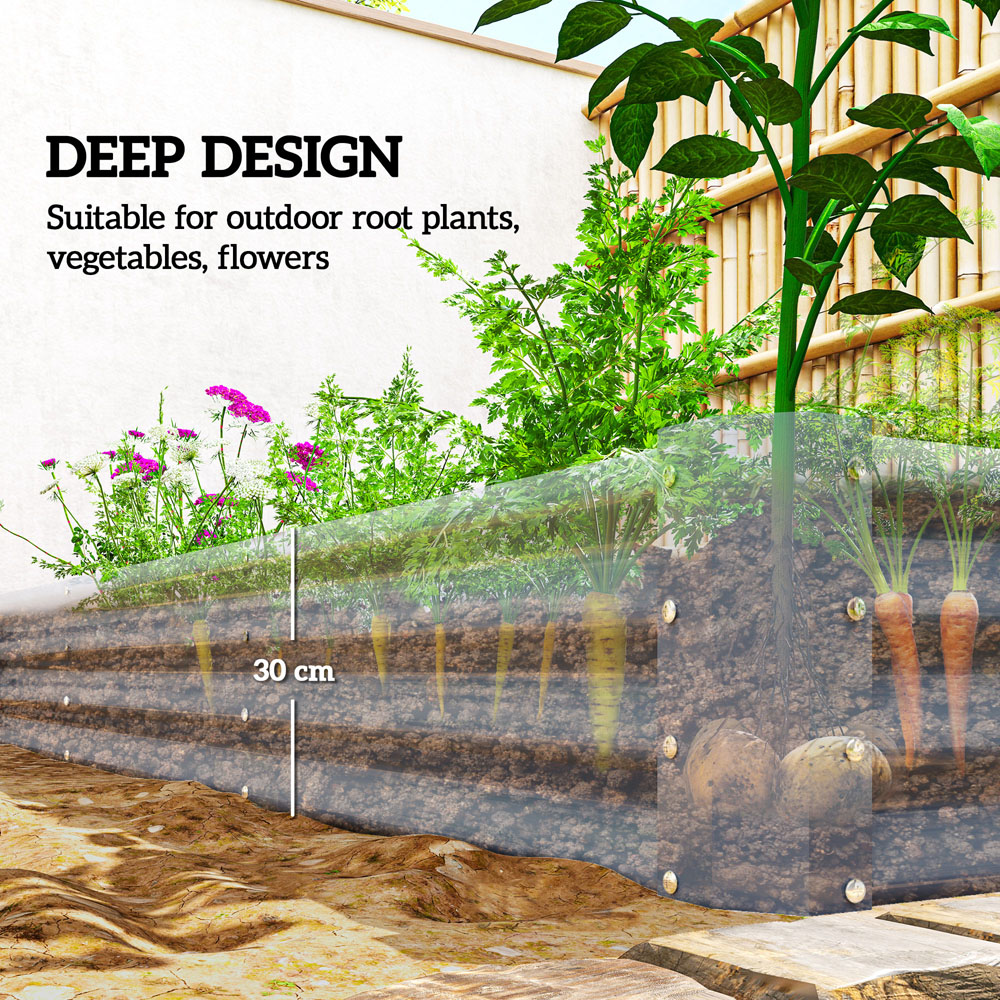 Outsunny Silver Galvanised Steel Raised Garden Bed 240 x 120 x 30cm Image 8