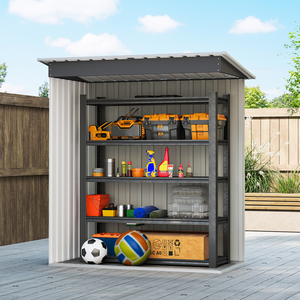 Outsunny 5 x 3ft Black Metal Pent Garden Shed Image 3