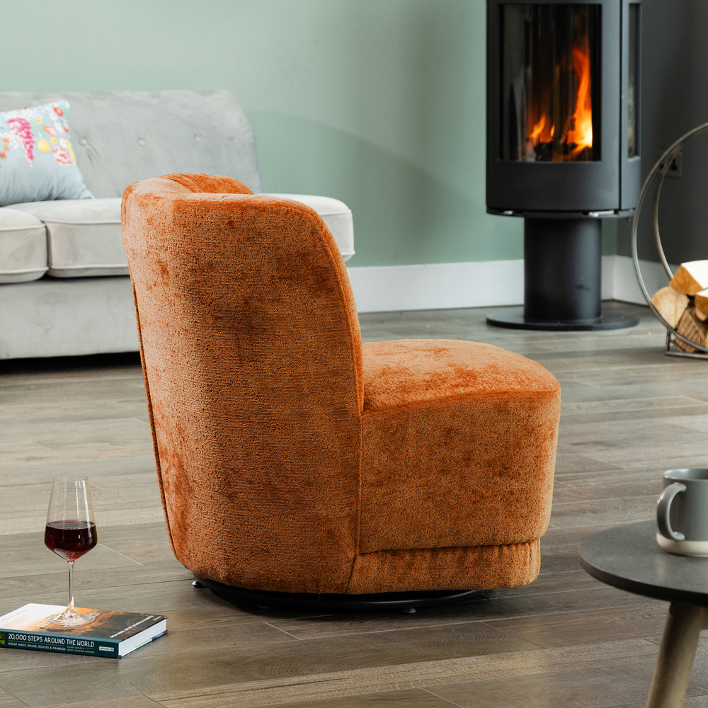 Artemis Home Camarillo Orange Fabric Swivel Base Accent Chair Image 2