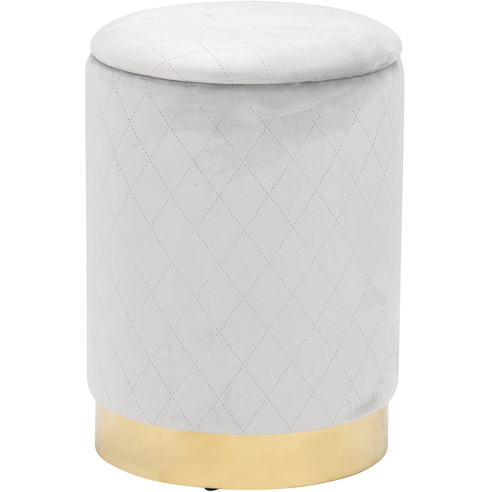 Grey Quilted Storage Stool Image 2