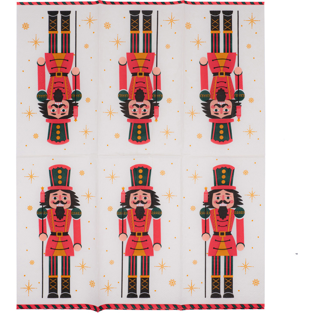 Pack of 16 Nutcracker Napkins - White Image 3