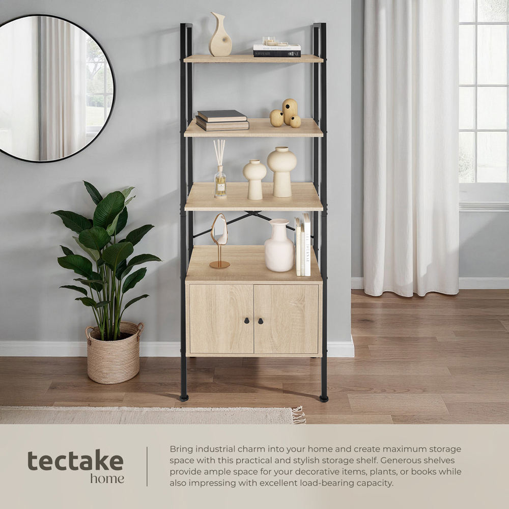 tectake Brentwood 4 Open Shelf Oak Sonoma Ladder Shelving Unit Image 3