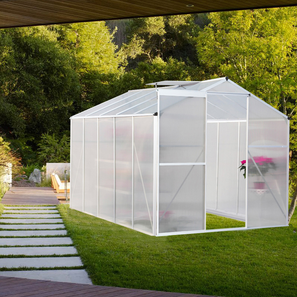 Living and Home Aluminium Polycarbonate 6.2 x 10.3ft Greenhouse Image 4