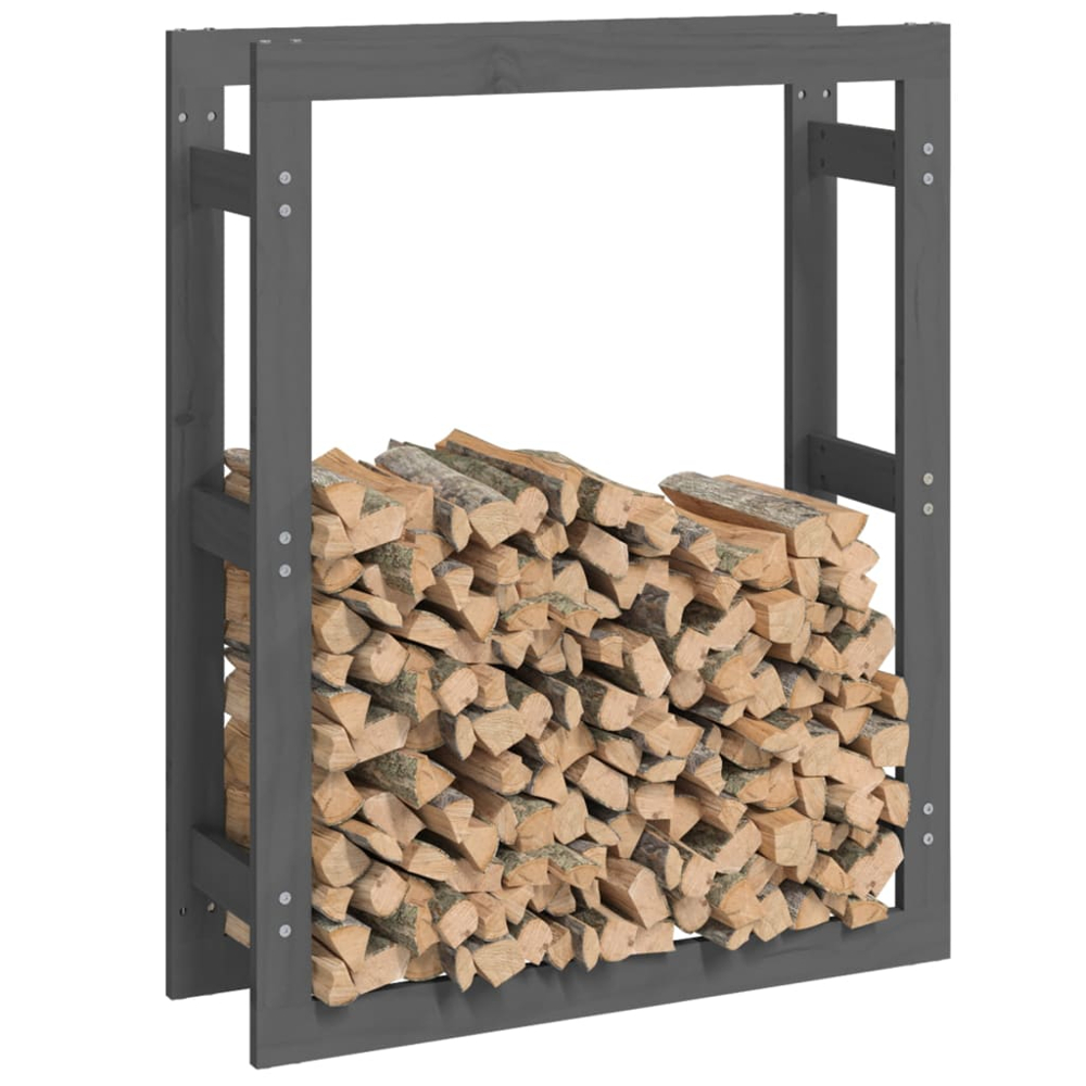 vidaXL Grey Pine Wood Firewood Log Holder 100 x 80 x 25cm Image 3
