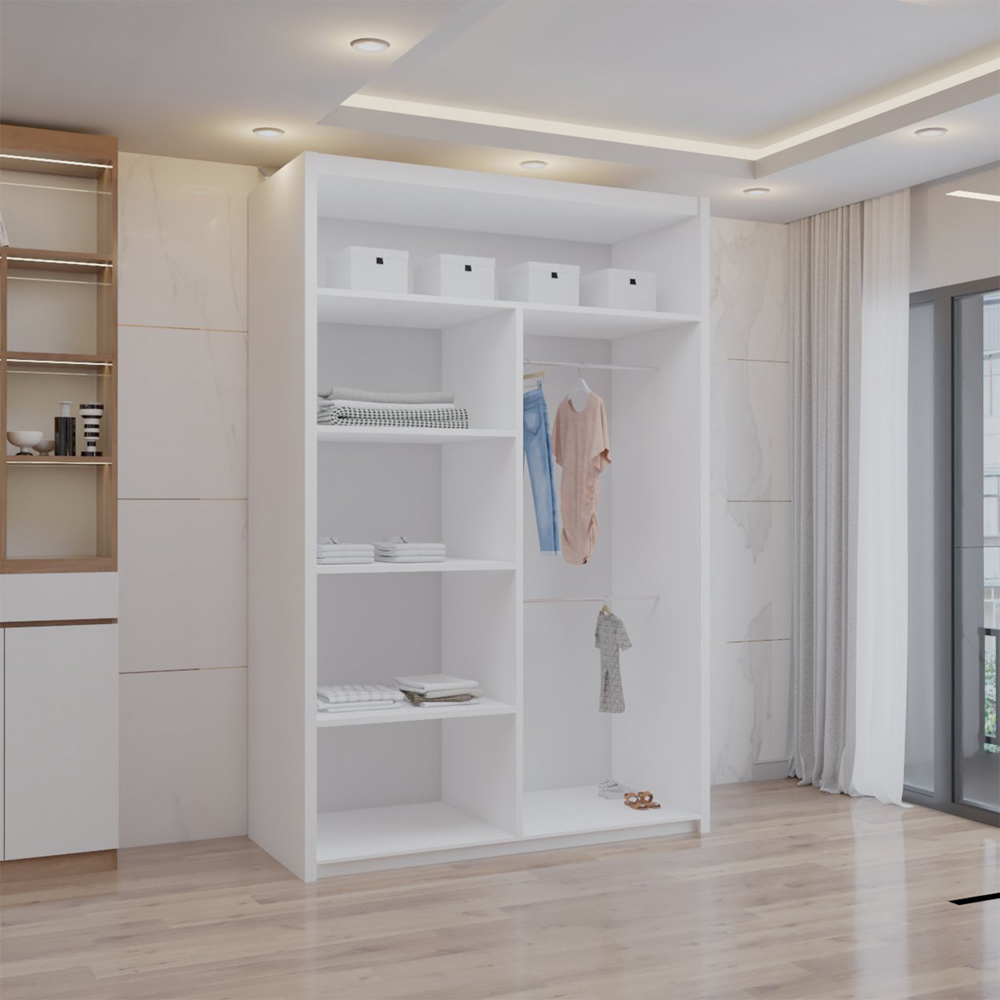 Sliding Wardrobes 4U 2 Sliding Door White Full Length Mirrored Wardrobe Image 2