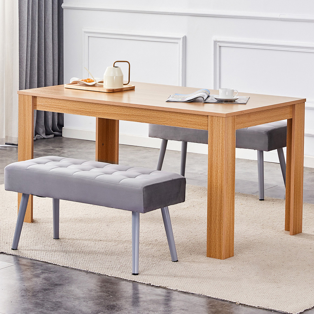 Kosy Koala 4 Seater Dining Set with Bench Oak Effect and Grey Velvet Image 1