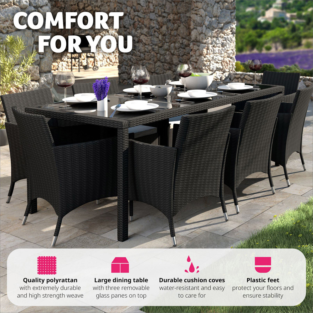 tectake Valencia Black and Grey 8 Seater Garden Dining Set Image 4