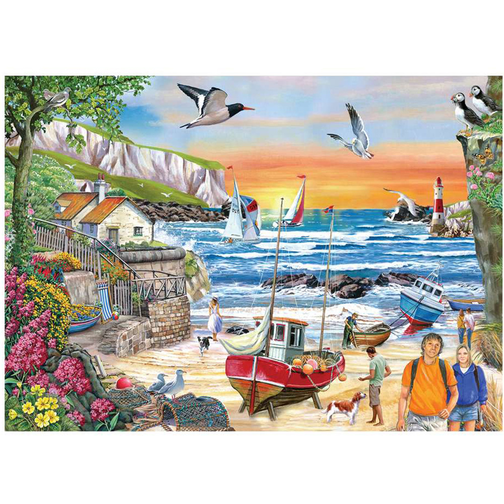The House of Puzzles Seaside Sunset 250 Piece Big Jigsaw Puzzle Image 1
