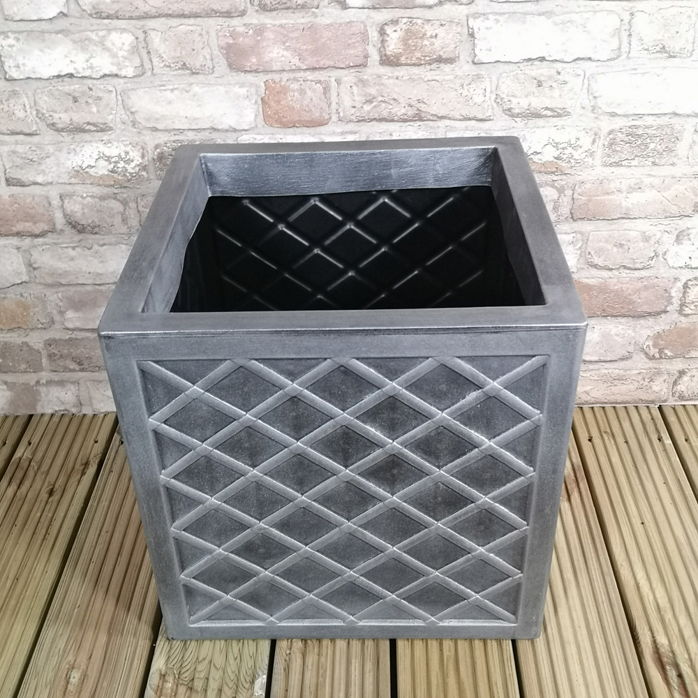 Samuel Alexander Lazio Square Grey Pewter Garden Planter 39 x 39cm Image 5