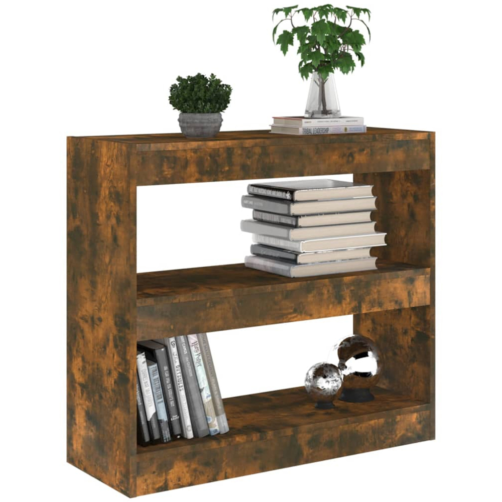 vidaXL 2 Shelf Smoked Oak Bookcase Image 5