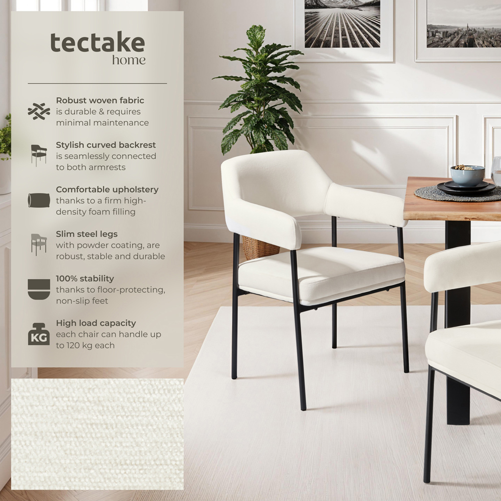 tectake Doe Set of 4 Grey Woven Fabric Armchair Image 6