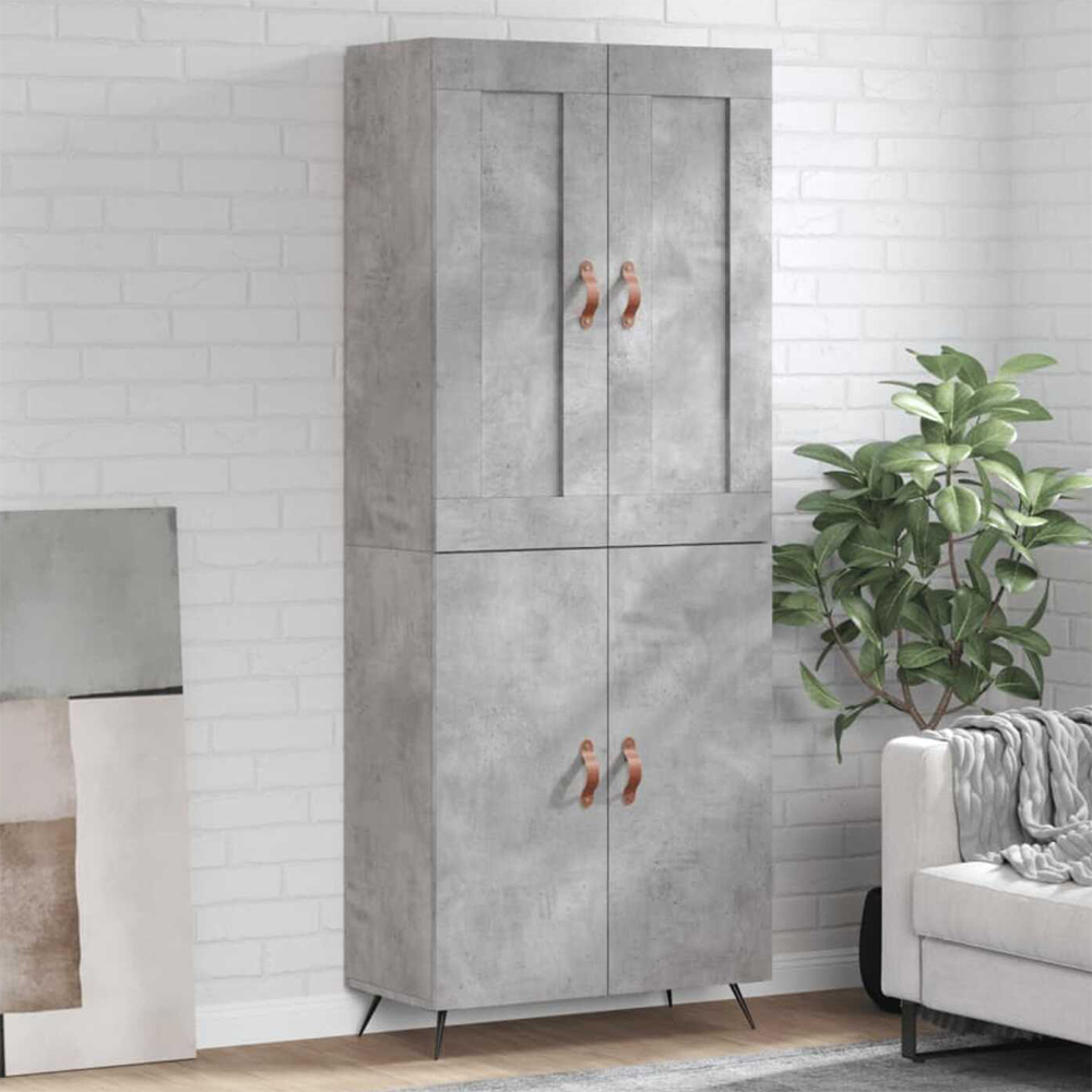vidaXL 4 Door Concrete Grey Highboard Image 1