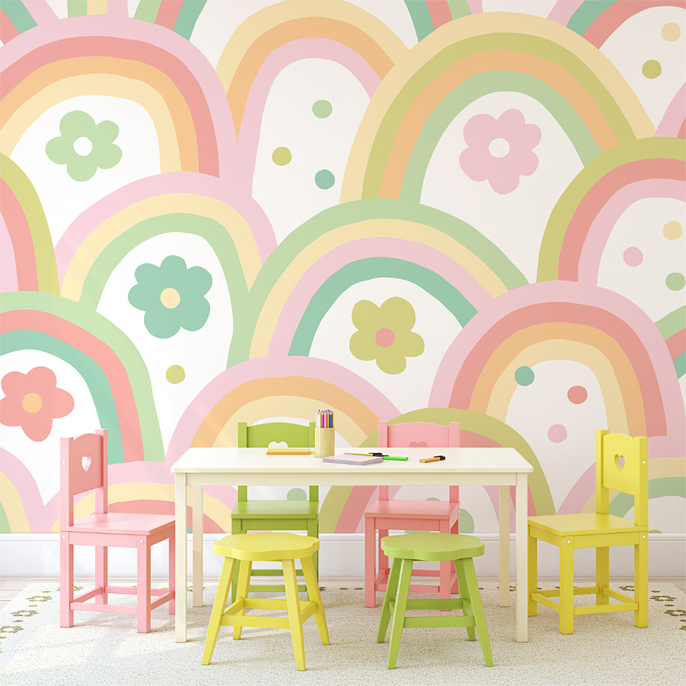 Origin Murals Rainbow Wobble Green Wall Mural Image 1