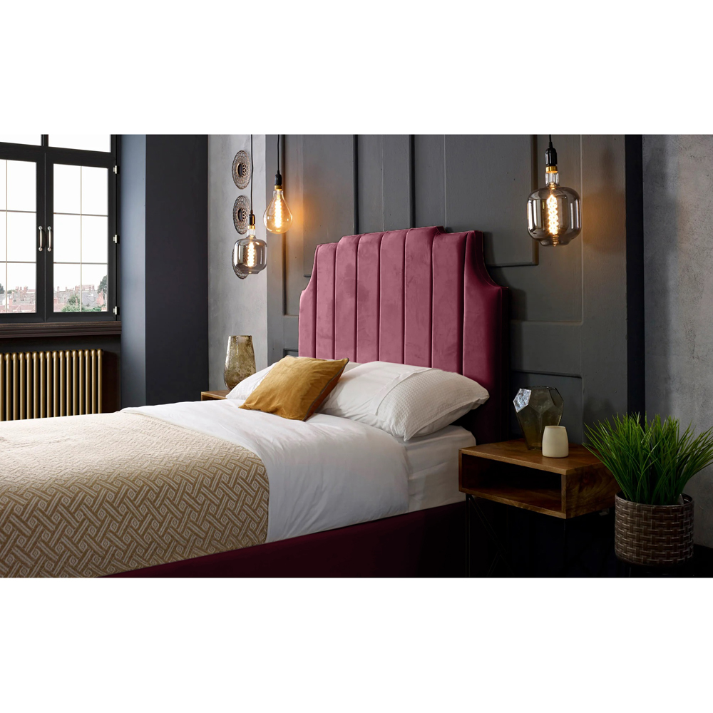 Eleganza Home Nelson King Size Maroon Plush Velvet Bed Frame with Headboard Image 2