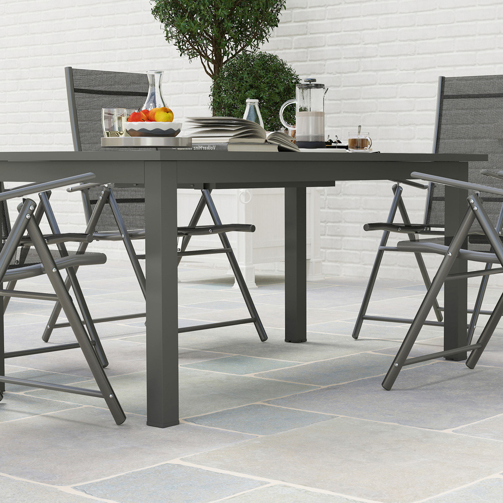 Outsunny 160 to 220cm Slatted Top Extendable Garden Dining Table Grey Image 4