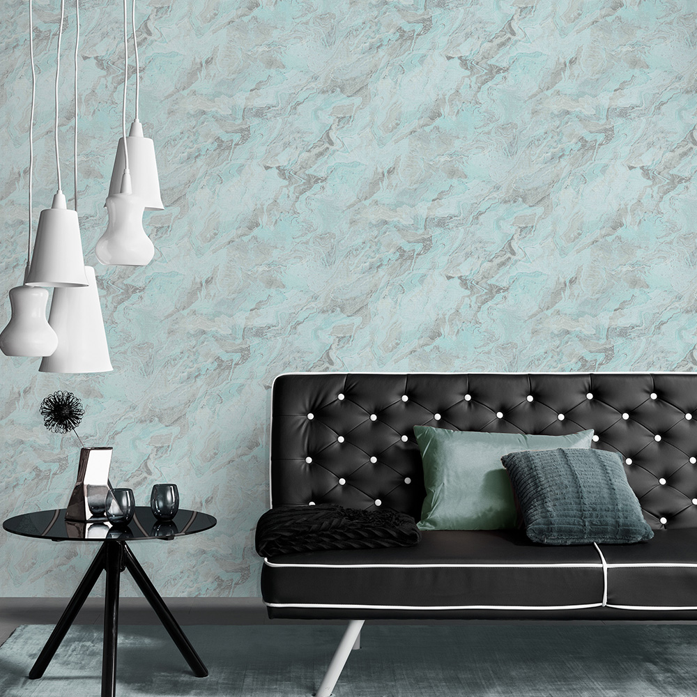 Erismann Evolution Marble Non Woven Blue and Silver Wallpaper Image 3