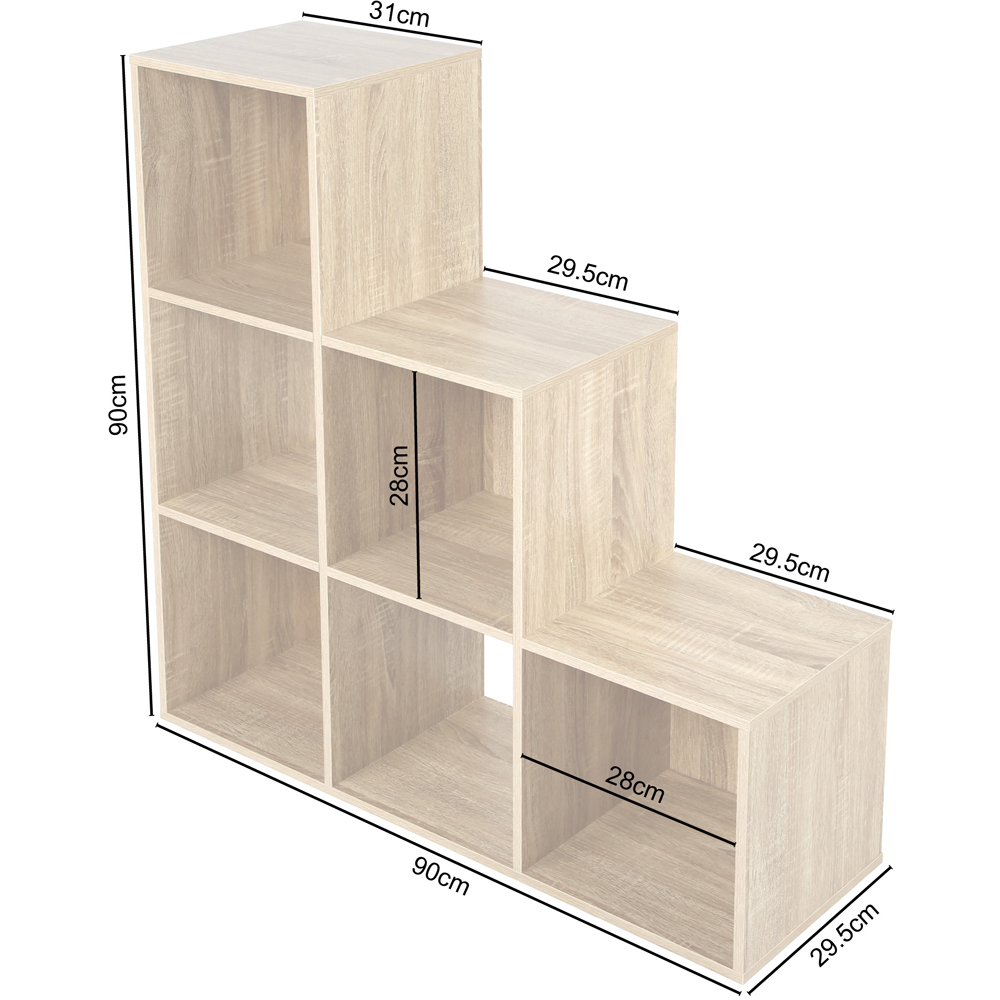 Jane 6 Shelf Oak Ladder Cube Storage Unit Image 8