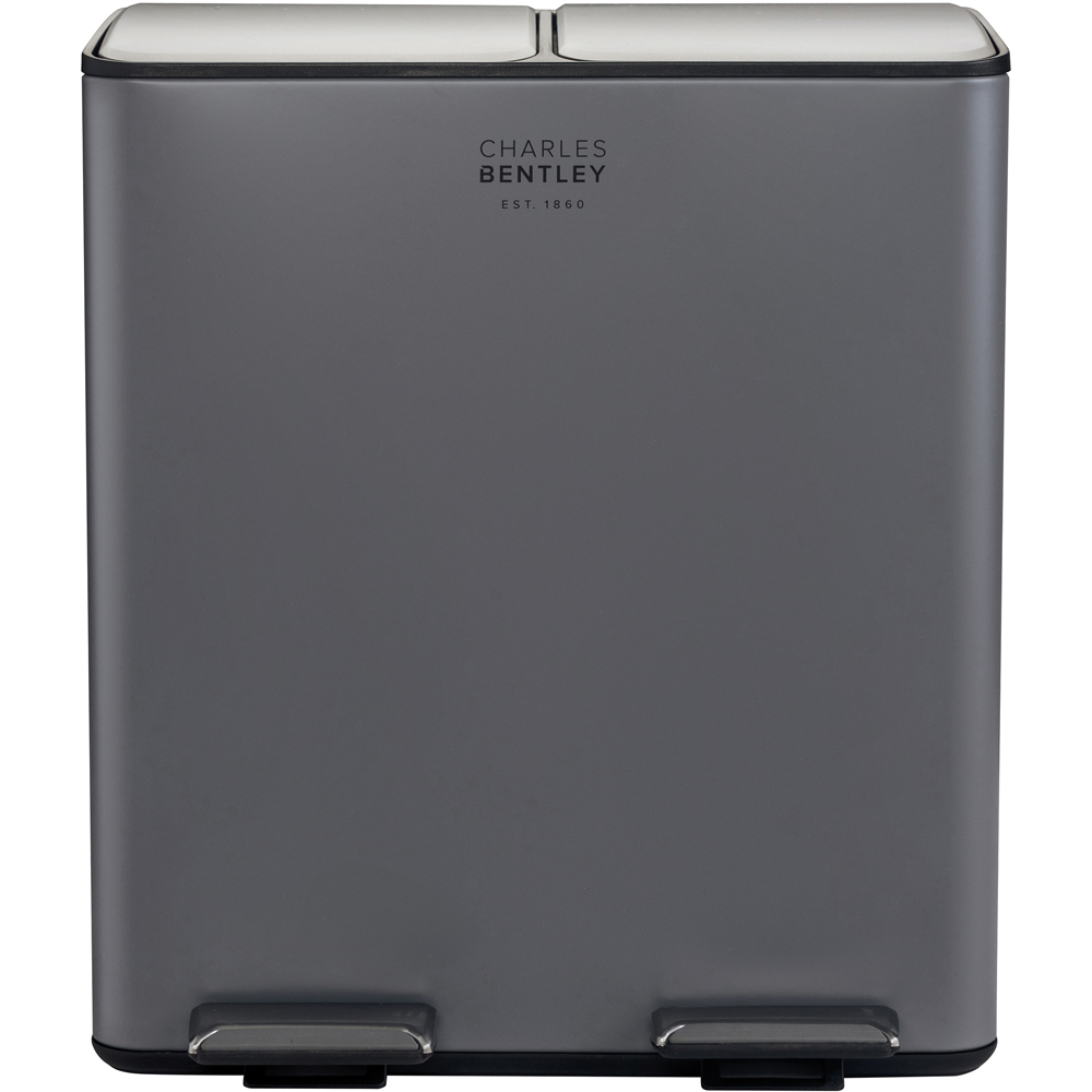 Charles Bentley 2 Compartment Grey Kitchen Pedal Bin 40L Image 5