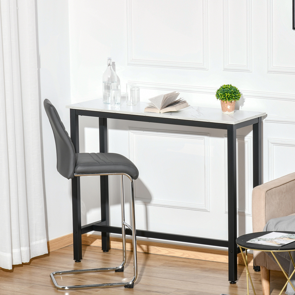 Portland 2 Seater Marble Dining Effect Table White and Black Image 5