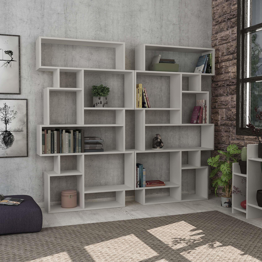 Decortie Karmato 10 Shelf White Modern Bookcase Image 3