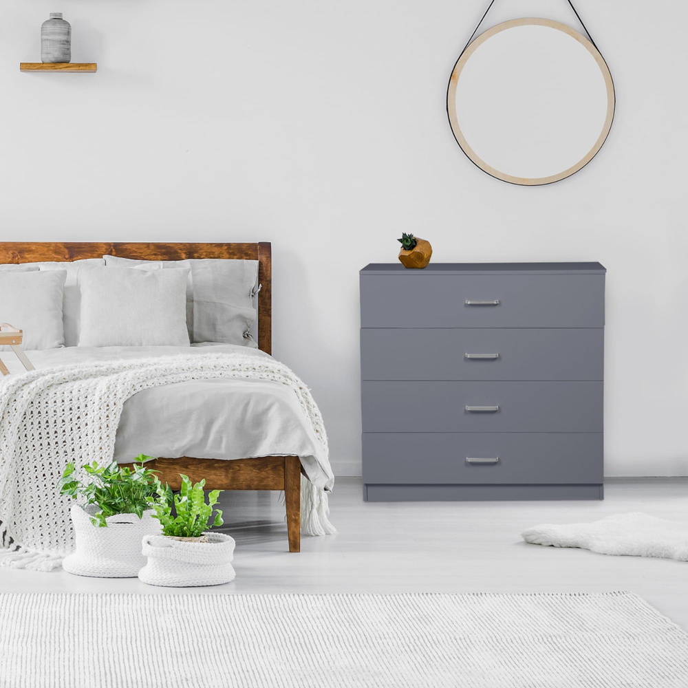 Alivio 4 Drawer Grey Bedside Storage Cabinet Image 7