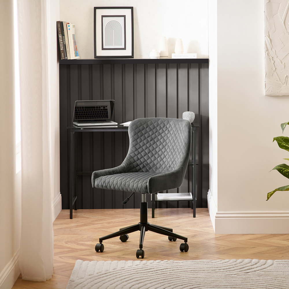 Julian Bowen Luxe Grey Velvet Office Chair Image 9