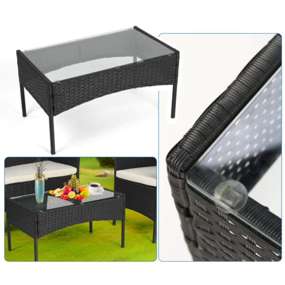 Willowmare 4 Seater Black PE Rattan Garden Lounge Set Image 7