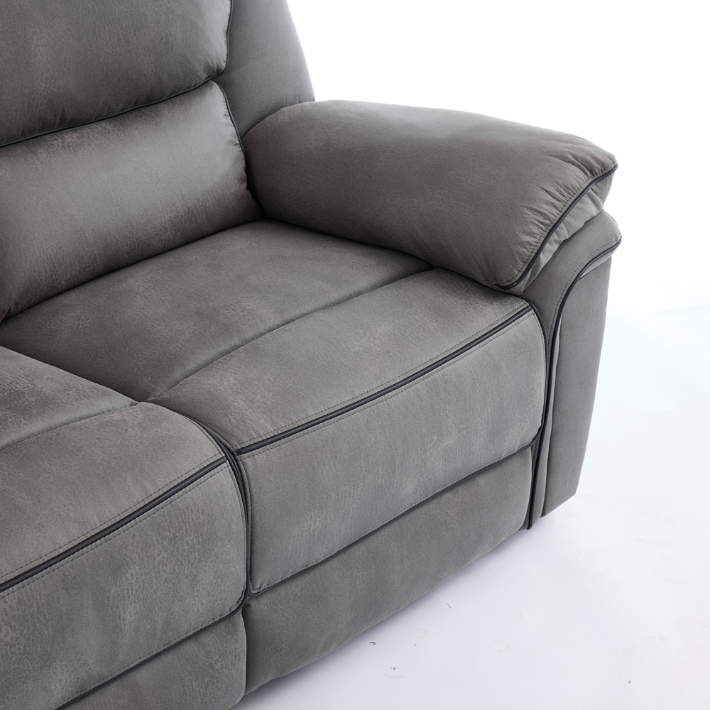 Langham 2 Seater Light Grey Leathaire Manual Recliner Sofa Image 6