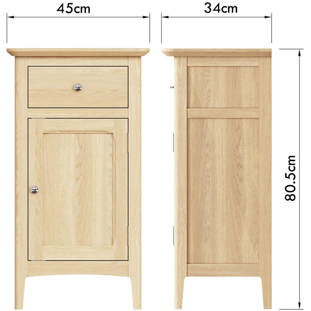 FWStyle Single Door Single Drawer Natural Oak Ash Veneer Sideboard Image 8