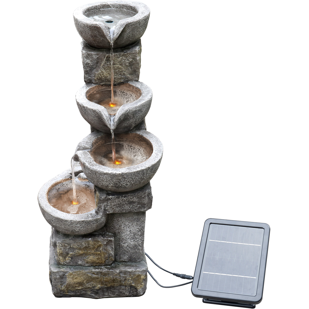 Teamson Home Solar 4-Tier Flowing Bowls Fountain with Power Storage Image 5