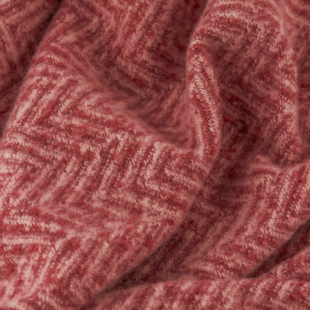 Furn Christmas Tweedie Pink and Burgundy Brushed Herringbone Throw 130 x 180cm Image 2