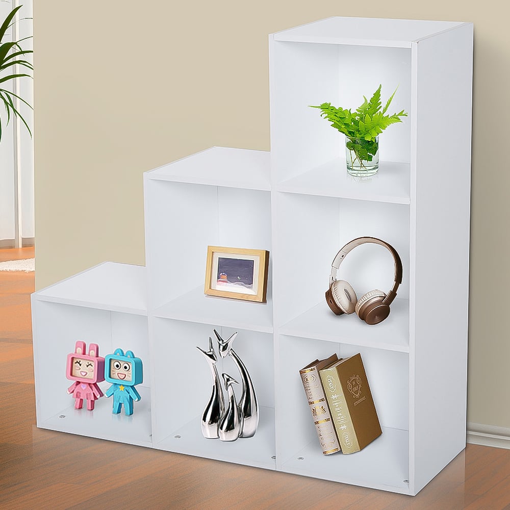 HOMCOM 6 Cube White Bookcase Image 1